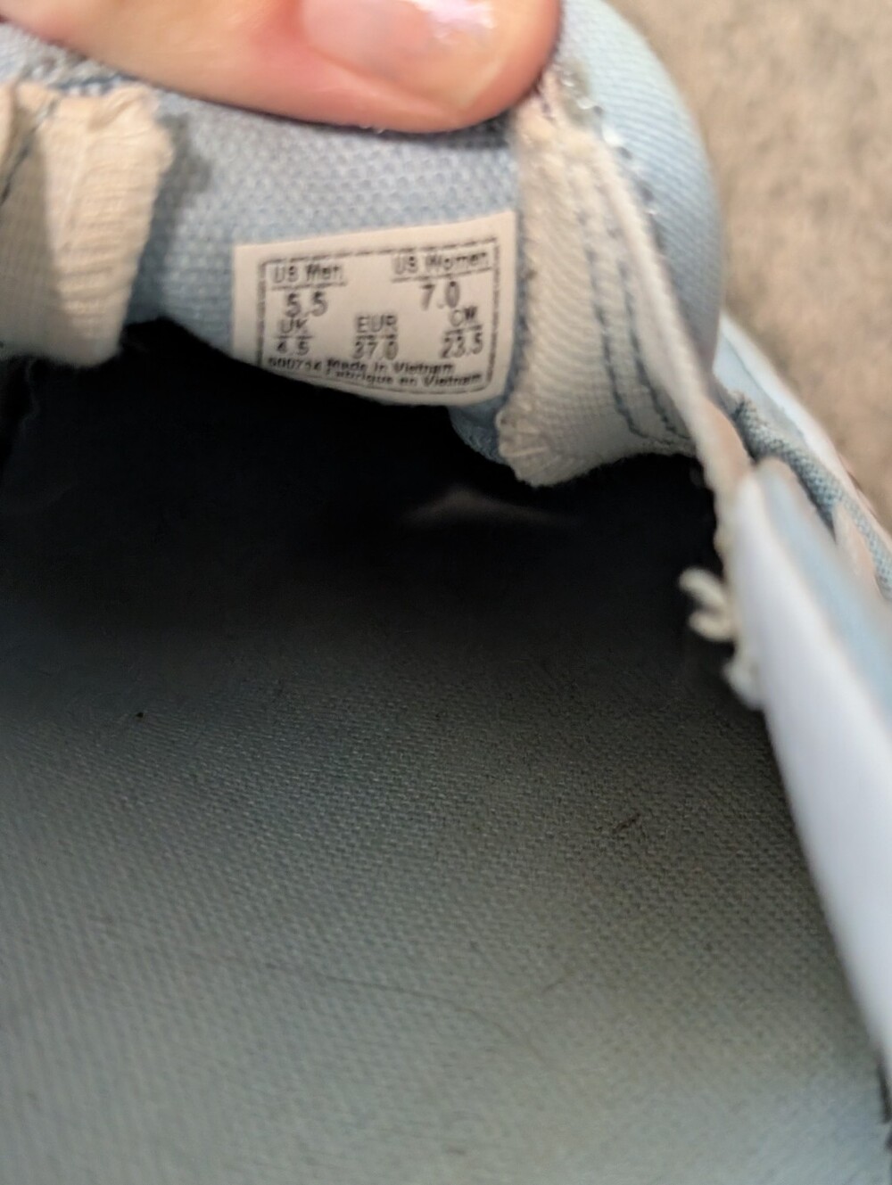 Vans Slip-On Canvas Shoes 7 Light Blue Checkered Detail Skater Casual - Picture 10 of 11